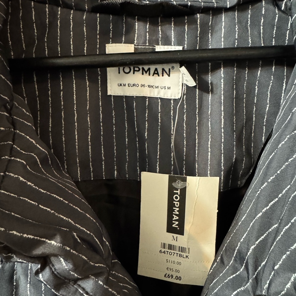 Topman Gray Puffer Jacket with Ribbed Pattern - Picture 11 of 12